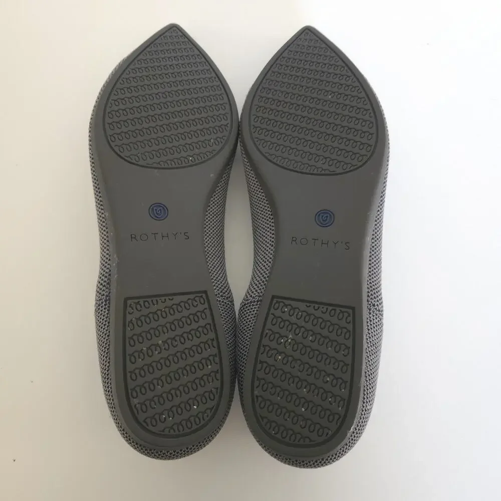 Rothy's The Point Grey Blue Knit Flats Women's Size 8 - Missing Insoles